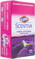 🌾 clorox scentiva fabric softening dryer sheets: tuscan lavender & jasmine scent, 105 count – for fresh & clean clothes logo