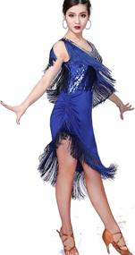 img 4 attached to ZLTdream Sequin Dress with Underwear Tassel for Lady's Latin Tango Rumba Cha Cha Belly Dance