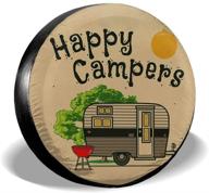 🏕️ hainanboy happy camper spare tire covers - portable dirt protector wheel covers for trailer rv suv truck camper - weather-proof travel trailer accessories - 14, 15, 16, 17 inch sizes logo