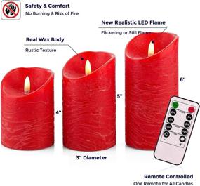 img 2 attached to Realistic Flameless Grey LED Candles with Remote Control - Set of 3 - Flickering Flame Timer - 4'', 5'', 6'' Electric Wickless Pillar Battery Operated Candles