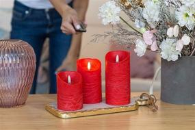 img 1 attached to Realistic Flameless Grey LED Candles with Remote Control - Set of 3 - Flickering Flame Timer - 4'', 5'', 6'' Electric Wickless Pillar Battery Operated Candles