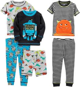 img 4 attached to Cozy Nights Ahead with Simple Joys by Carter's Boys 6-Piece Snug Fit Cotton Pajama Set
