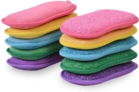 img 4 attached to 🧽 10-Pack Multipurpose Kitchen Scrub Sponges: Heavy Duty, Non-Scratch Cleaning Tools