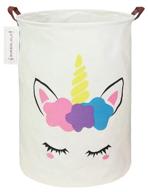 🦄 queenlala large storage basket, golden unicorn - collapsible round bin for laundry, bathroom, and home decor - ideal for boys and girls, clothing organization logo