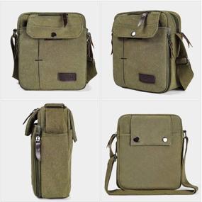 img 3 attached to 👜 Small Men's Canvas Messenger Bag | Casual Shoulder Chest Bag for Travel and Everyday Use | Multi-pocket Purse