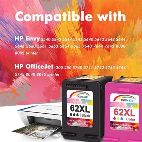 img 1 attached to 🖨️ Premium HP62XL Ink Cartridges Replacement - INKMATE Remanufactured Black and Color Combo Pack for Envy 5660, 7640, OfficeJet 5740, 250 Printer (1 Black, 1 Tri-Color)