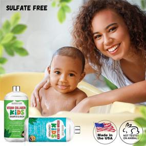 img 3 attached to 🌱 Majestic Pure Vegan Collagen Kids Shampoo Conditioner Set - Mild & Tangle-Free Formula - Sulfate-Free with Naturally Derived Ingredients - Made in USA - 16 fl oz Each