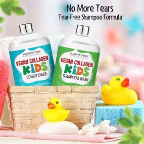 img 2 attached to 🌱 Majestic Pure Vegan Collagen Kids Shampoo Conditioner Set - Mild & Tangle-Free Formula - Sulfate-Free with Naturally Derived Ingredients - Made in USA - 16 fl oz Each