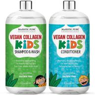 🌱 majestic pure vegan collagen kids shampoo conditioner set - mild & tangle-free formula - sulfate-free with naturally derived ingredients - made in usa - 16 fl oz each logo