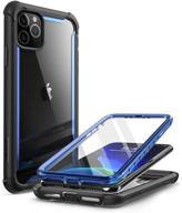 i-blason ares case for iphone 11 pro max 2019 release, clear bumper case with dual layers and built-in screen protector (blue) logo