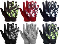 🧤 camouflage full finger gloves for boys ages 5-8 - 6 pairs of stretch winter kids gloves logo