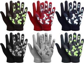 img 4 attached to 🧤 Camouflage Full Finger Gloves for Boys Ages 5-8 - 6 Pairs of Stretch Winter Kids Gloves