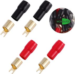 img 3 attached to Enhance Audio Connections with 2 Pairs Copper Gold Plated 0 Gauge 🔌 Spade Terminal Crimp Connectors – Red and Black 0GA Speaker Wire Cable Terminal Plug