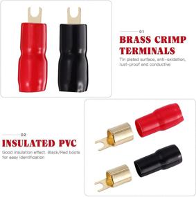 img 1 attached to Enhance Audio Connections with 2 Pairs Copper Gold Plated 0 Gauge 🔌 Spade Terminal Crimp Connectors – Red and Black 0GA Speaker Wire Cable Terminal Plug