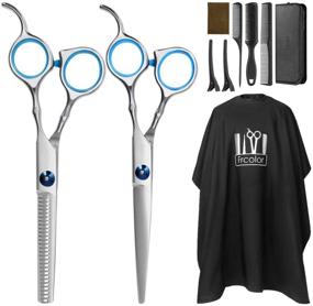 img 4 attached to 💇 Frcolor Hair Cutting Scissors Kit: Professional Upgraded Haircut Set with Thinning Shears, Barber Cape, Cutting Combs, and Black Case