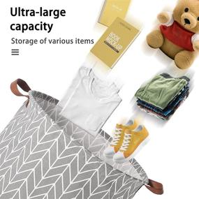 img 3 attached to 2-Pack Nursery Laundry Hampers with Handles - Large Storage Baskets for Washing, Dirty Clothes, Toys, and Blankets - Foldable Kids Clothes and Toy Bin - 15.7 x 19.7 inches