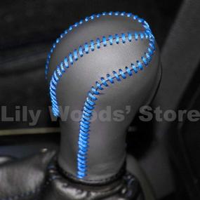 img 2 attached to Loncky Black Genuine Leather Gear Shift Knob Cover for Infiniti FX35 FX37 FX50/EX35 EX37 EX25 IPLG/G25 G35 G37/QX56 QX80 QX70 QX50/Q60 Q40 - Stylish and Durable Automatic Accessories