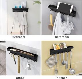 img 1 attached to 🔑 DOKU Stainless Steel Key Rack & Mail Holder - Adhesive Wall Mount with 6 Hooks, Decorative Shelf for Entryway, Mudroom, Hallway, Kitchen, Office - Organize Keys, Letters, Bills & Magazines