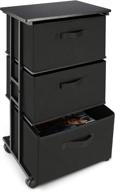 🗄️ max houser dresser storage: vertical 3-drawer fabric tower for bedroom, closet, office - black logo