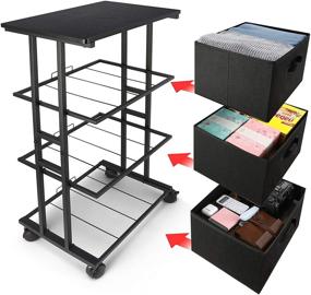 img 2 attached to 🗄️ MAX Houser Dresser Storage: Vertical 3-Drawer Fabric Tower for Bedroom, Closet, Office - Black