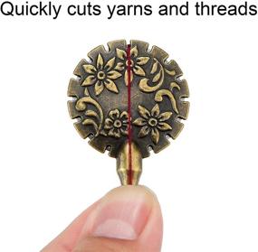 img 2 attached to 🔪 2-Pack Round Yarn Cutter Pendants in Antique Gold and Silver – Metal Thread Cutter Pendant for DIY Sewing Tools