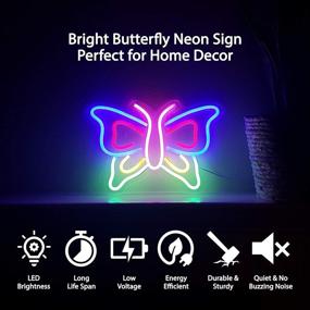 img 3 attached to 🦋 Eon Neon Butterfly LED Wall Decor Sign, Colorful Butterfly Light for Bedroom Wall, Girls Room Home Decorations, 14"x 9.5" Neon Butterfly Neon Sign