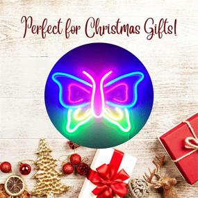 img 1 attached to 🦋 Eon Neon Butterfly LED Wall Decor Sign, Colorful Butterfly Light for Bedroom Wall, Girls Room Home Decorations, 14"x 9.5" Neon Butterfly Neon Sign