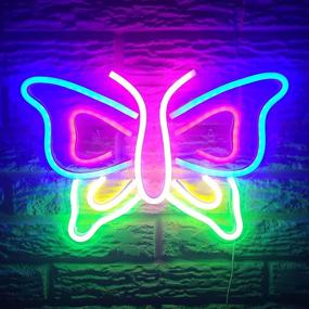 img 4 attached to 🦋 Eon Neon Butterfly LED Wall Decor Sign, Colorful Butterfly Light for Bedroom Wall, Girls Room Home Decorations, 14"x 9.5" Neon Butterfly Neon Sign