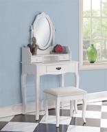 💄 white make-up vanity table and stool set by roundhill furniture: ribbon wood design логотип