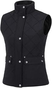 img 4 attached to 🧥 MIER Black Diamond Quilted Vest for Women - Padded Zip Up Nylon Vest | 9 Pocket Design | Lightweight and Water Resistant