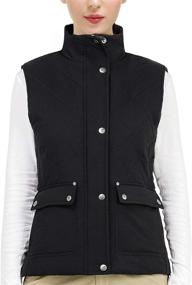 img 3 attached to 🧥 MIER Black Diamond Quilted Vest for Women - Padded Zip Up Nylon Vest | 9 Pocket Design | Lightweight and Water Resistant