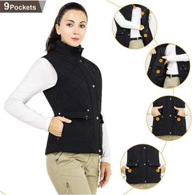 img 2 attached to 🧥 MIER Black Diamond Quilted Vest for Women - Padded Zip Up Nylon Vest | 9 Pocket Design | Lightweight and Water Resistant