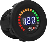 qiilu 12v dc digital voltmeter led display, water-resistant volt gauge meter for car motorcycle truck boat marine, black logo