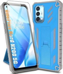 img 4 attached to JXVM for OnePlus Nord N200 5G Case with Screen Protector & Kickstand – Shockproof Rugged Cover (Light Blue) for OnePlus Nord N200 5G 6.49 Inch