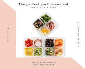 img 3 attached to 🥡 Komax Biokips Set-of-3 Snack Container With Compartments – 4 Compartment Food Containers with Lids – External Leakproof Snack Containers – BPA-Free & Dishwasher Safe