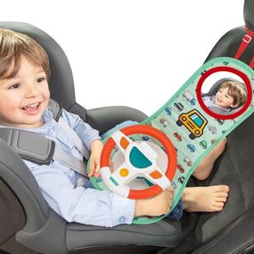 img 4 attached to 🚗 UNIH Baby Car Seat Toys with Mirror, Carseat Steering Wheel Toy featuring Music, Lights, and Interactive Driving Sounds