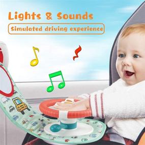 img 1 attached to 🚗 UNIH Baby Car Seat Toys with Mirror, Carseat Steering Wheel Toy featuring Music, Lights, and Interactive Driving Sounds