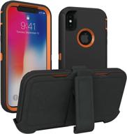 📱 iprotect dual-layer armor case for iphone x/xs [shock proof] [black/orange] with holster & belt clip logo