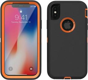 img 3 attached to 📱 iProtect Dual-Layer Armor Case for iPhone X/Xs [Shock Proof] [Black/Orange] with Holster & Belt Clip