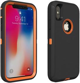 img 2 attached to 📱 iProtect Dual-Layer Armor Case for iPhone X/Xs [Shock Proof] [Black/Orange] with Holster & Belt Clip