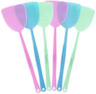 🪰 convenient 6 pack fly swatter—efficient manual pest control plastic tool with long handle and assorted sweet colors logo