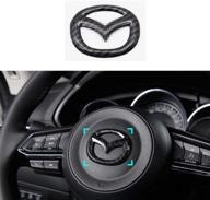 maxdool red steering wheel cover sticker sequins frame trim for mazda 3 6 cx-3 cx-5 cx-9 interior accessories(carbon fiber) logo
