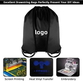 img 3 attached to 🎒 Gym Drawstring Backpack Bags Bulk - Black Cinch Sacks String Backpacks, Pack of 16