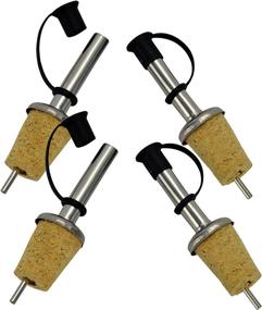 img 2 attached to 4 Pack of Southern Homewares Stainless Steel Free Flow Pourers with Cap - Optimized Wine and Liquor Bottle Cork Stoppers