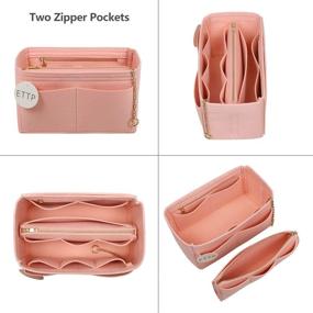 img 1 attached to Premium Felt Purse Organizer Insert with 2 Metal Zippers - Ideal for Speedy, Neverfull, Tote, Handbag | Available in 7 Vibrant Colors and 5 Convenient Sizes