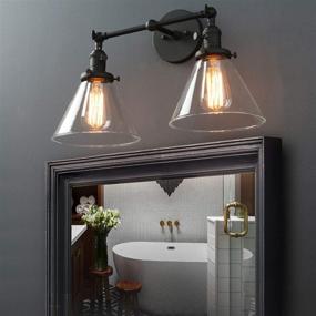 img 2 attached to Black Industrial Wall Sconce Lighting with 2 Lights, Bathroom Vanity Light Fixtures, Wall Lamps for Bedroom Living Room Mirror