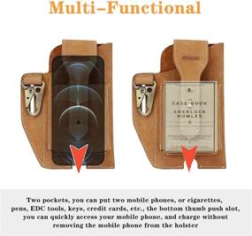 img 2 attached to SUOHU Leather Phone Holster For Men Belt Loop Tool Bag，Multifunction Cell Phone Holder Leather Pouch，Leather Key Holder Belt Pouches ，For IPhone 11 12 Pro Samsung Galaxy A20 Apple Phone (Light Coffee)