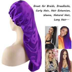 img 1 attached to 🔥 High-quality 2 Pcs Bonnet for Braids & Dreadlocks – Extra Long, Soft Elastic Band, Silky Satin Sleep Cap for Curly Hair