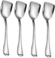 🍨 hisff 18/10 stainless steel dessert spoons set of 4 - ice cream shovel spoons for home, kitchen, restaurant - 6.0 inches - dishwasher safe logo