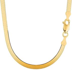 img 3 attached to 🔶 High-Quality 14k Solid Yellow Gold Herringbone Chain Necklace or Bracelet with Lobster-Claw Clasp - Perfect for Pendants and Charms (7", 8", 16", 18", 20" or 24 inch)